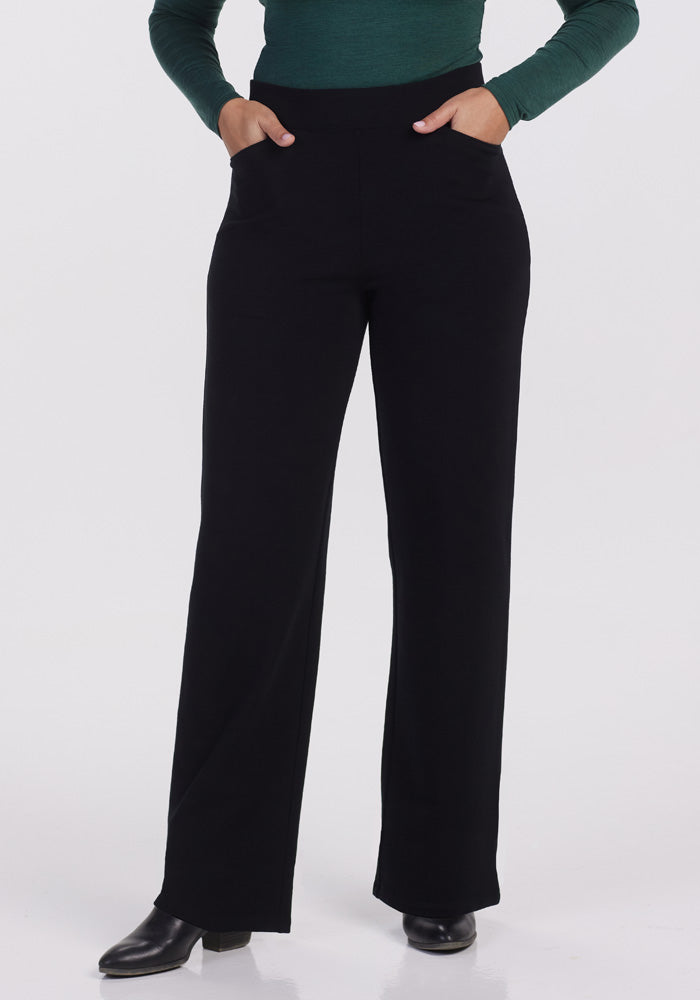 Max & Mia Women's High Rise Wide Waistband Pull On Leggings Black Size S