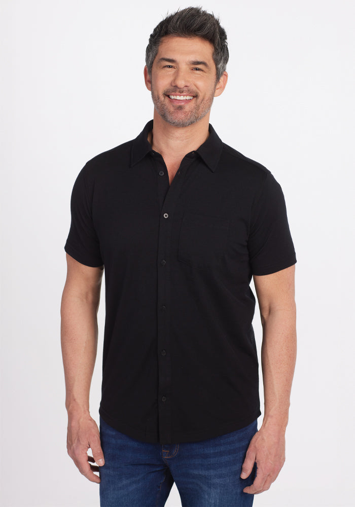Endi Full Button Down Shirt Black – Woolx