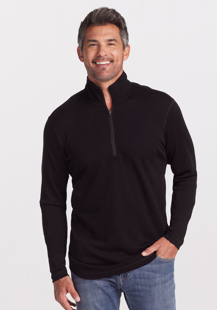 Mens 1/4 Zip Merino Wool Base Layer Top - Free Shipping – Woolx