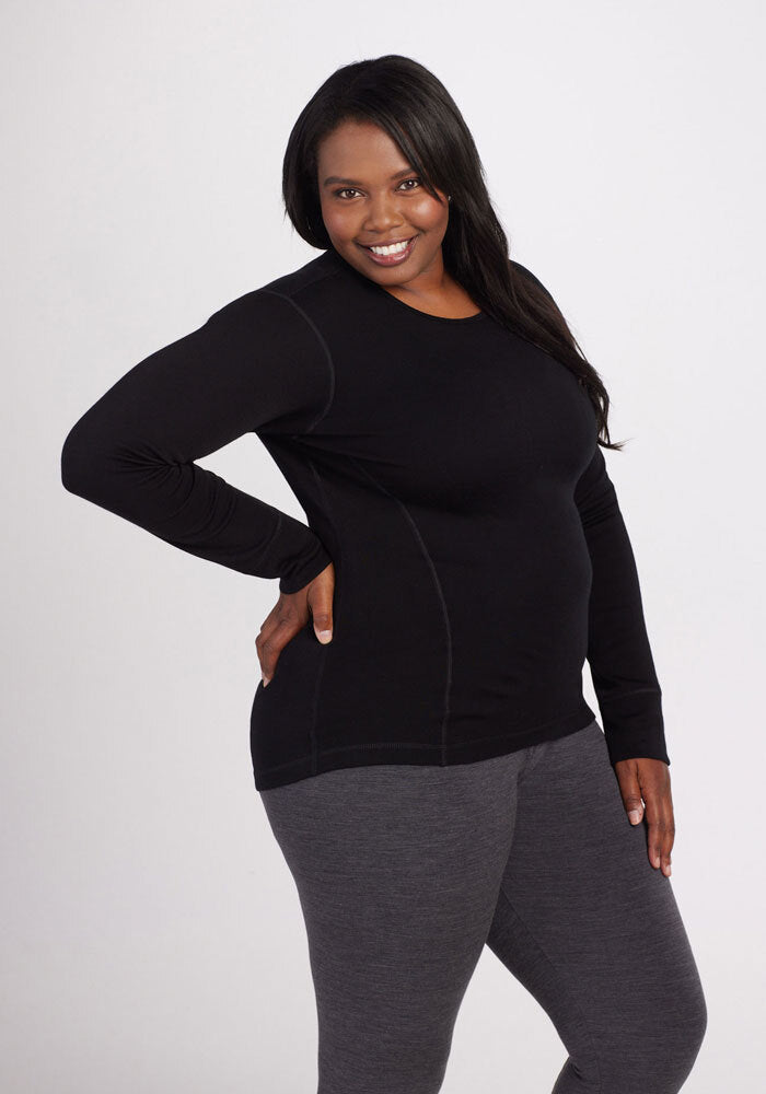 Model wearing Hannah top - black | Le'Quita is 5'11", wearing a size XL