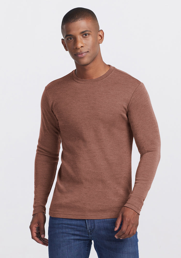 Men's Merino Wool Crew Neck Top - Woolx Easton