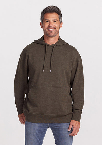 Model wearing Chase hoodie - Dark moss | Matthew is 6’, wearing a size L