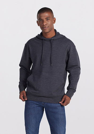 Model wearing Chase hoodie - Pebble grey melange | Trell is 6’2”, wearing a size M