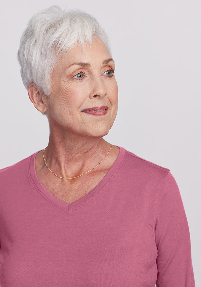 Crushed 3/4 Sleeve Mesa V-Neck