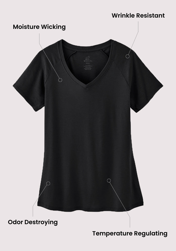 Women's Merino Wool V Neck Tee - Moisture Wicking - Mia T-shirt