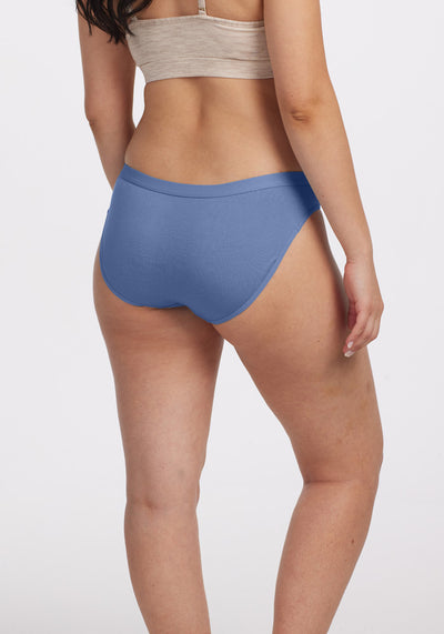 Model wearing Roxie bikini - Coronet blue