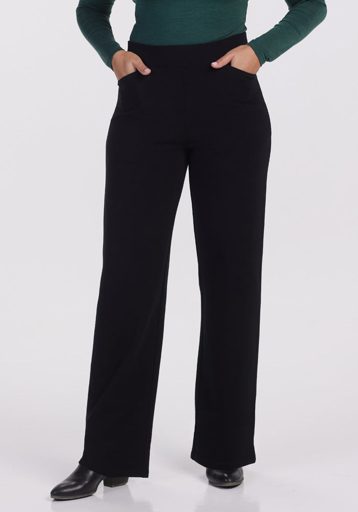 High-rise straight wool pants