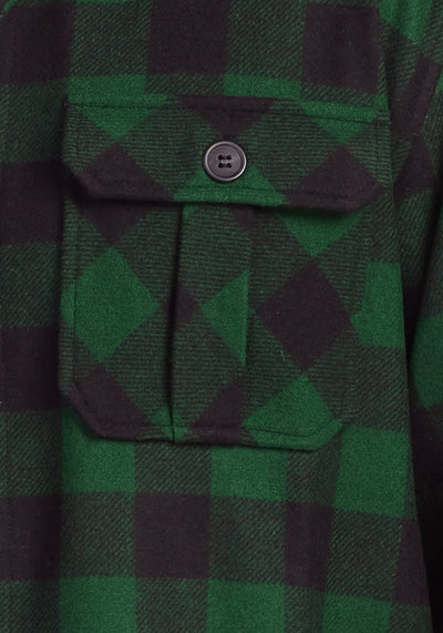 Zoomed image of pocket - Green black plaid