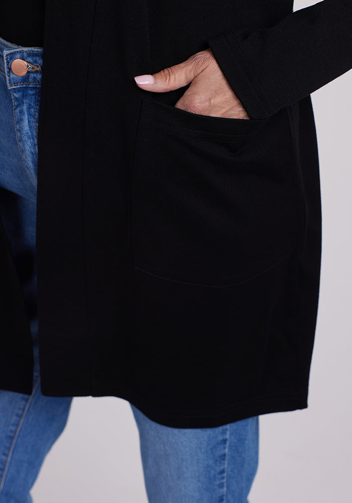 Model wearing Paisley cardigan - Black