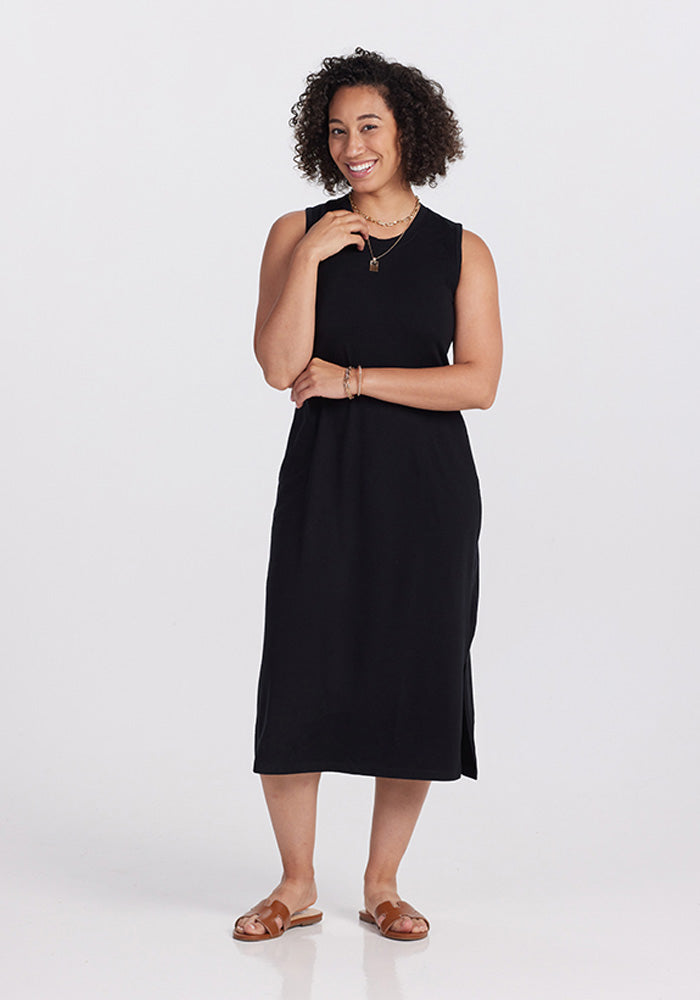 Model wearing Cassie Dress - Black