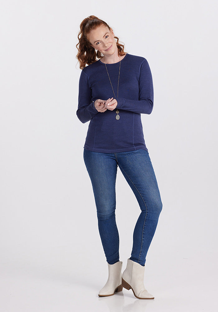 Woolona Women's 100% Merino Wool Base Layer – Long Sleeve, Anti-Odor, Thermal, Size L