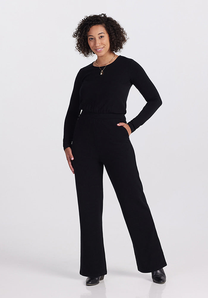 Model wearing Rilynn Jumpsuit - Black | Tori is 5'7", wearing a size S