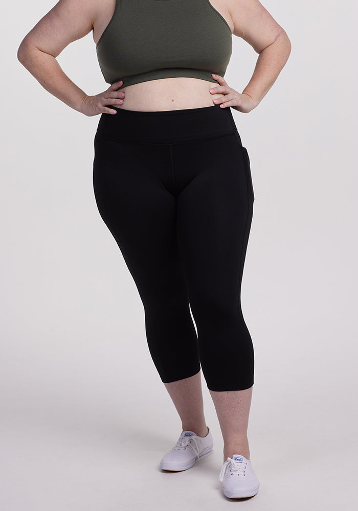 Model wearing McKenna capris - Black | Cambre is 5'11", wearing a size XL