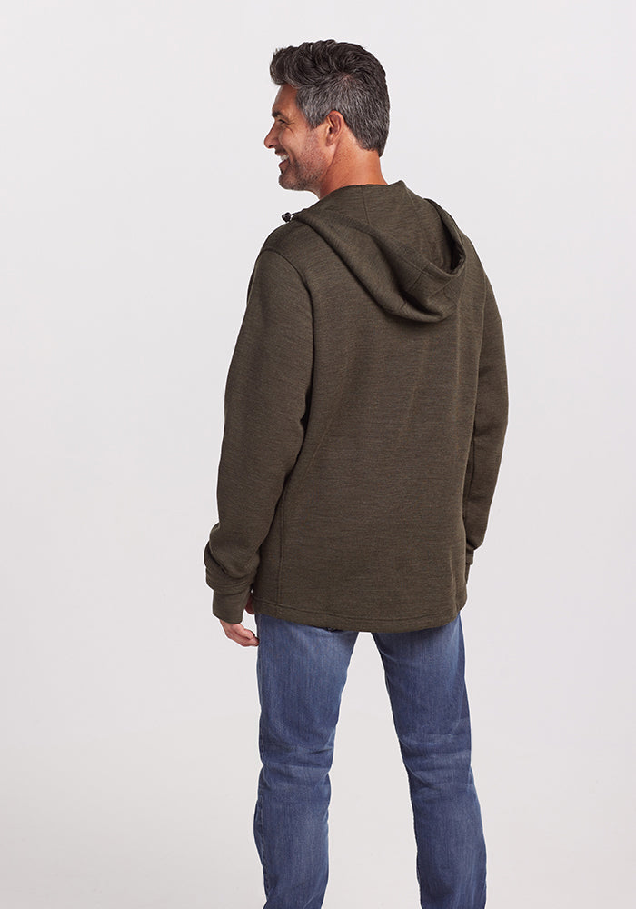 Model wearing Grizzly hoodie - Dark Moss