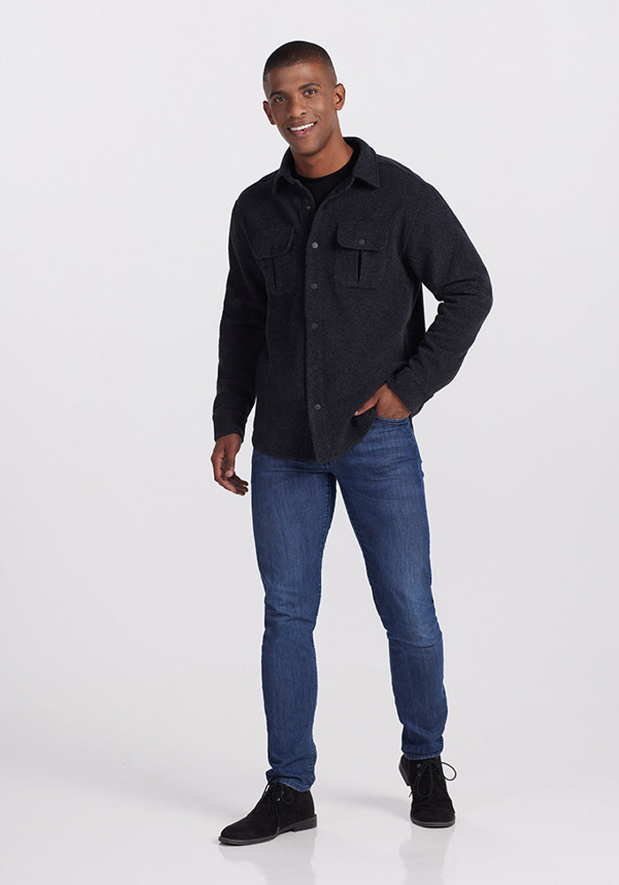 Black Shirt Dark Blue Shirt Light Blue Jeans Black Solid Full