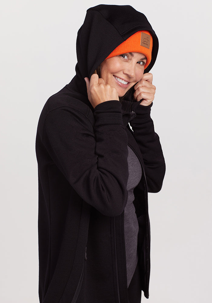 Model wearing Cubby hoodie - Black
