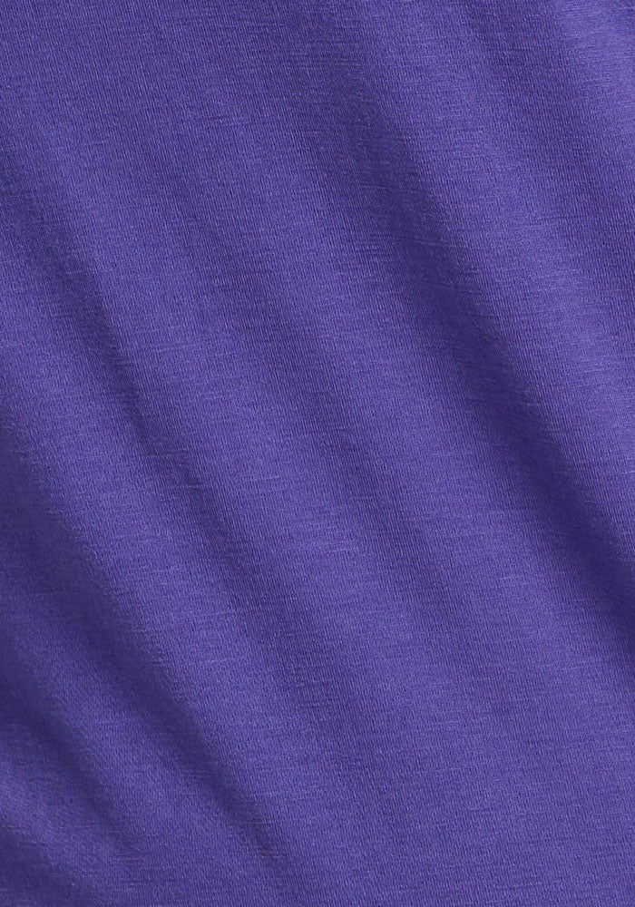 Close-up of the Woolx Livi Bra in Berry Indigo, highlighting its soft fabric and gentle diagonal folds.