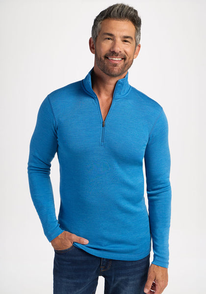 Mens 1/4 Zip Merino Wool Base Layer Top - Free Shipping – Woolx