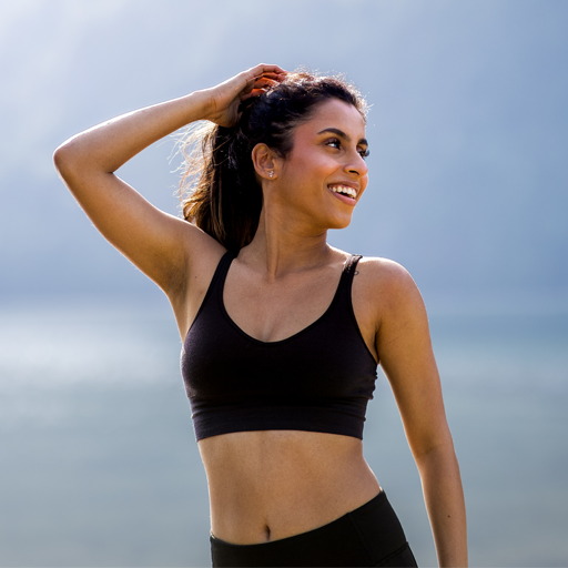 Model wearing black Hayden bra