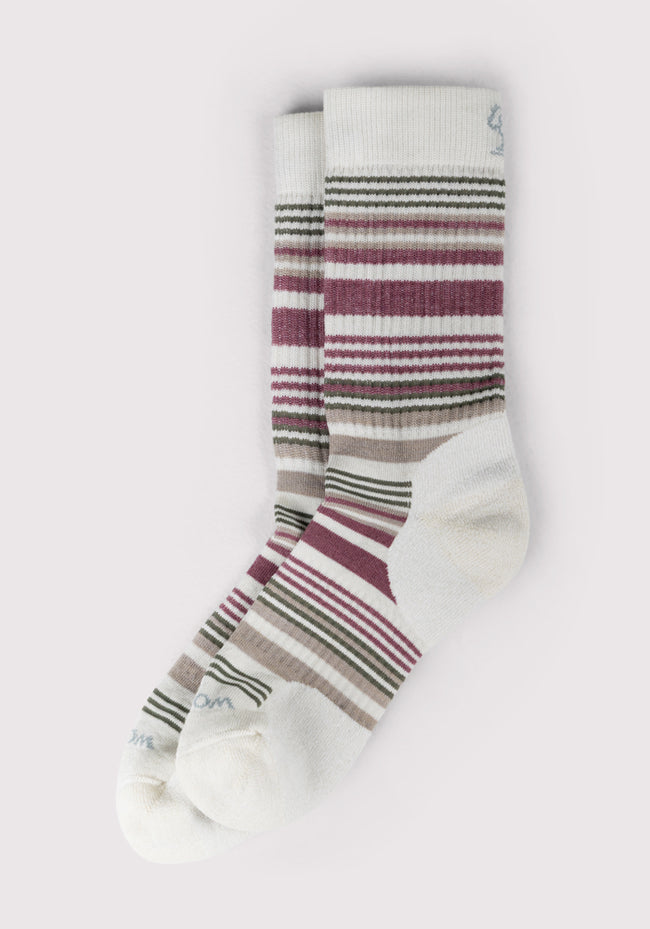 Womens Everyday Crew Socks - Buttercream Stripe