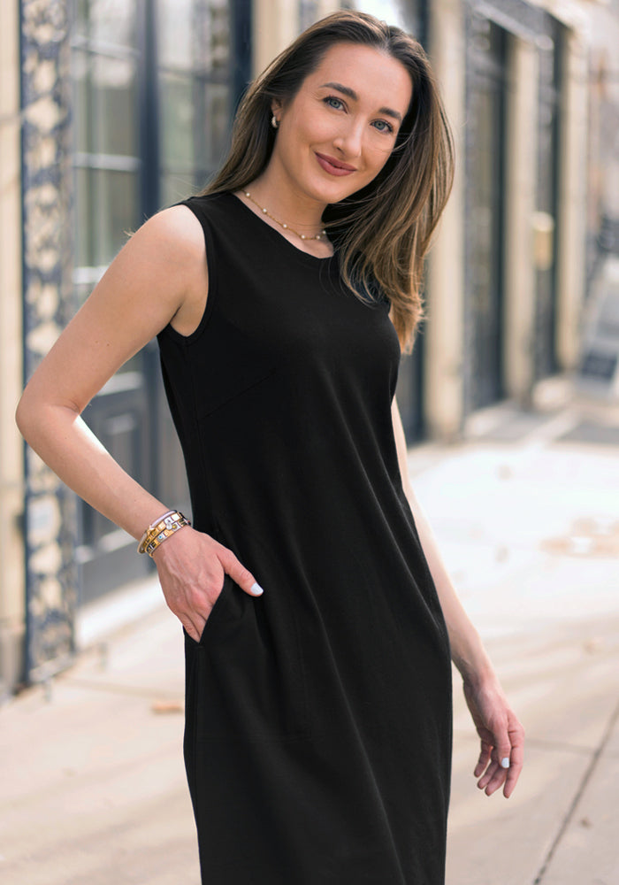 black wool dress Breathable Merino Wool Long Sleeveless Dress | Breathable & Moisture Wicking | All Season