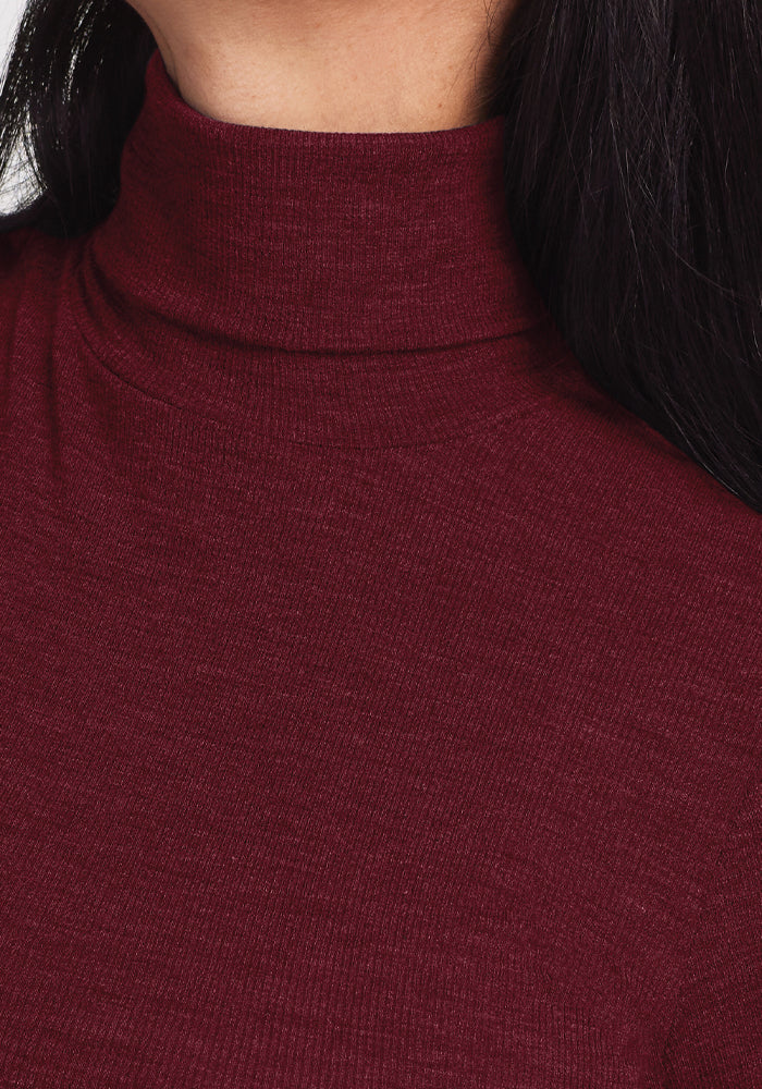 Sage Ribbed Turtleneck Cranberry Melange
