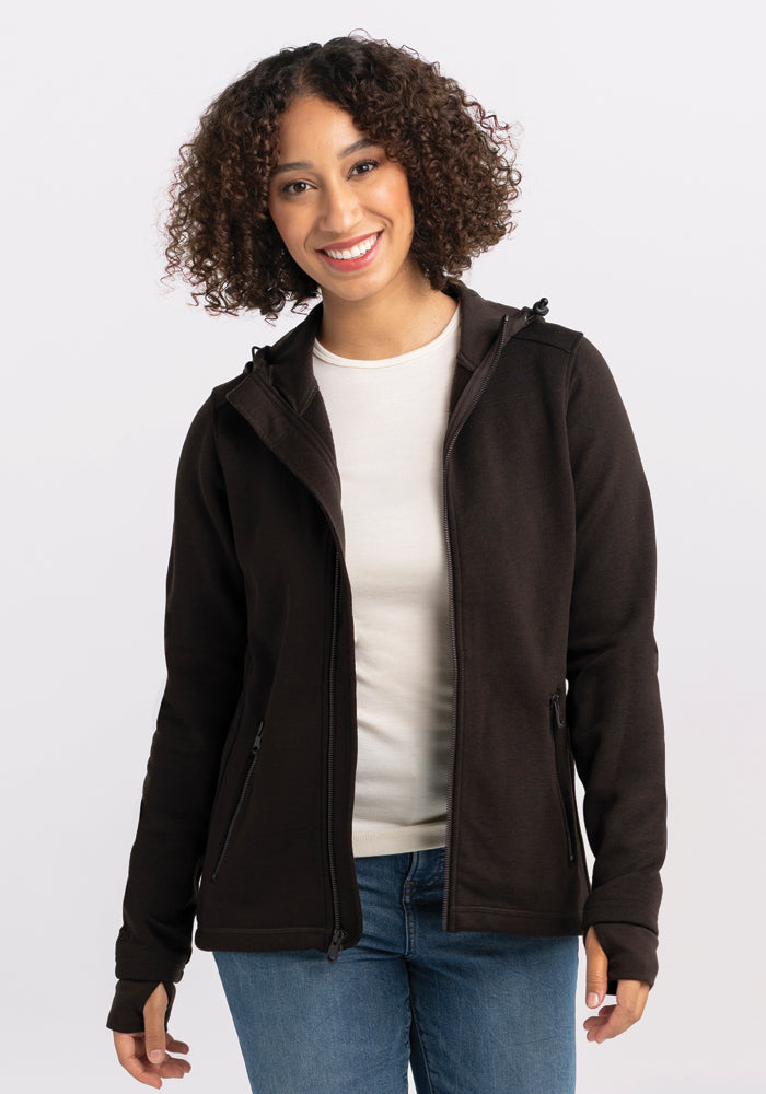 Woman within fleece sweatshirt online