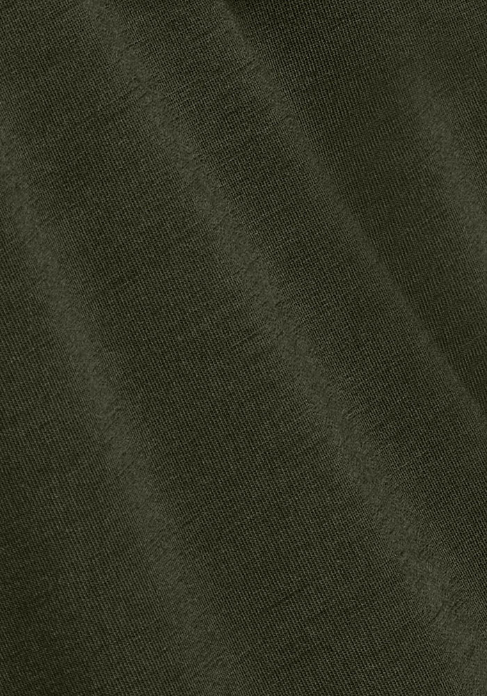 Close-up of Woolx Piper Pocket Petite Duffel Bag in olive green, showing textured fabric with subtle diagonal lines.