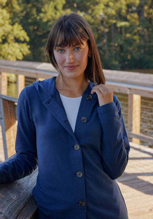 Edna Hooded Cardigan - Deep Navy