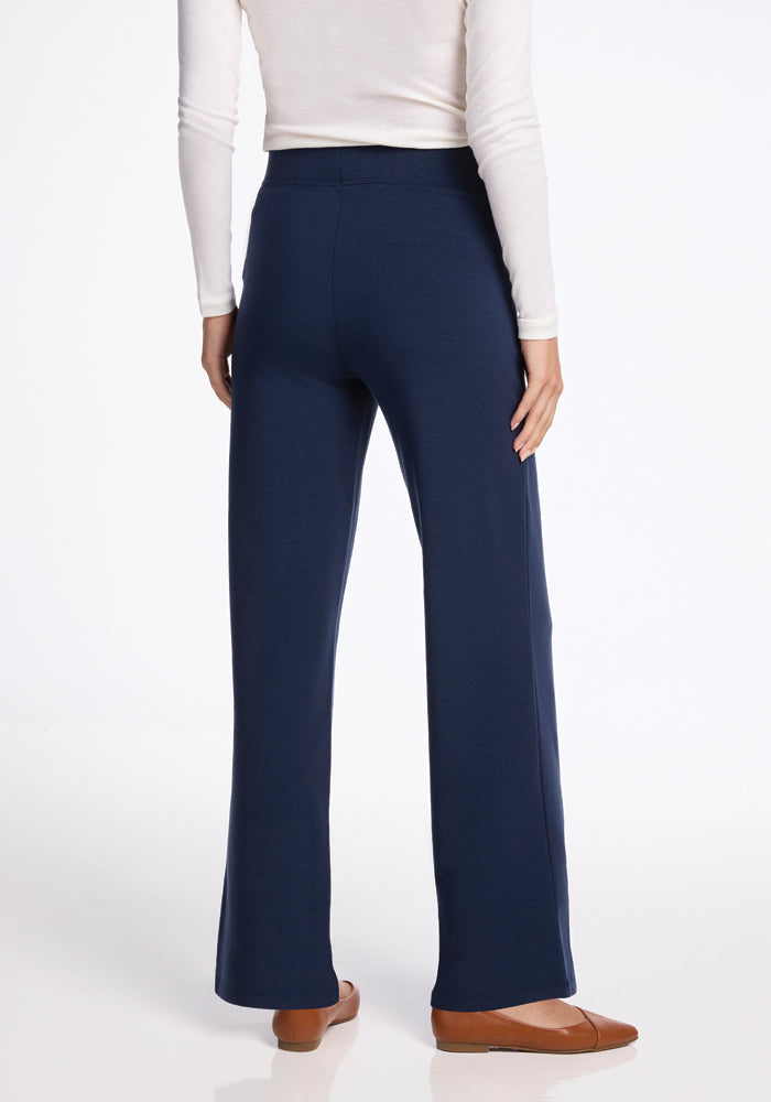 Ellie Navy Merino Wool Pants Warm, Wide-Leg Wool Pants for Women