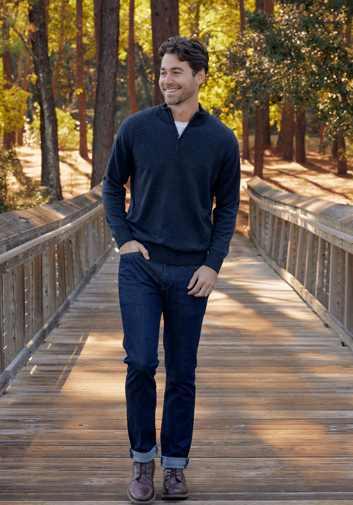 Enzo Quarter Zip - Twilight Storm – Woolx