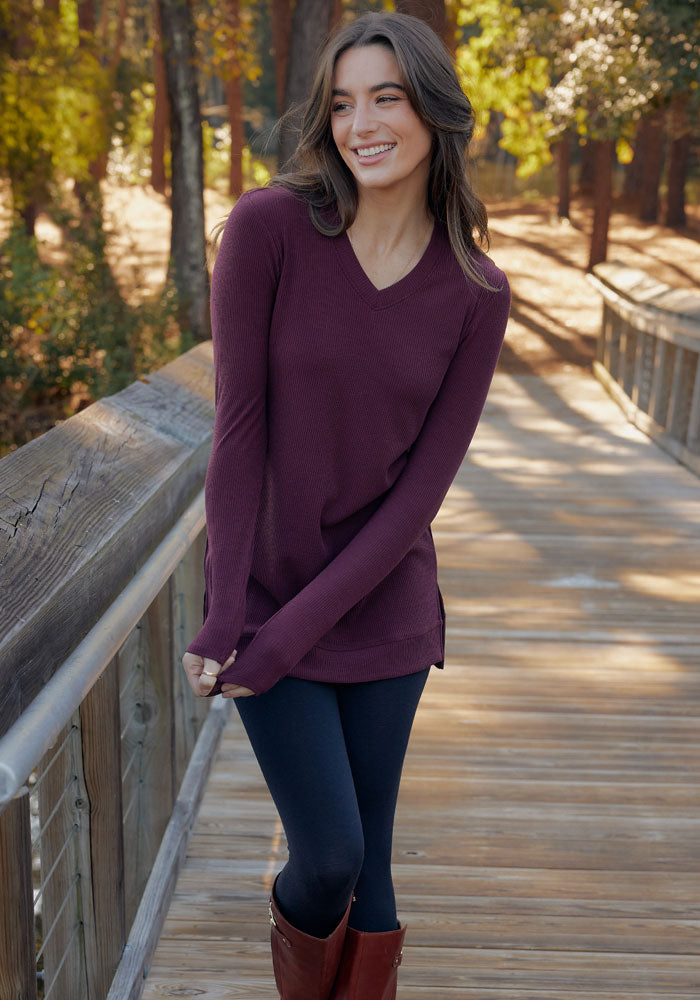 Evie Ribbed Tunic - Black – Woolx