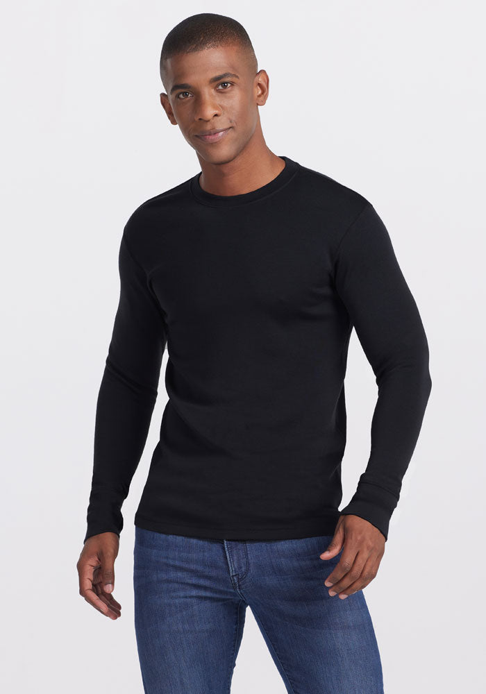 Model wearing Glacier top - Black | Trell is 6’2”, wearing a size M