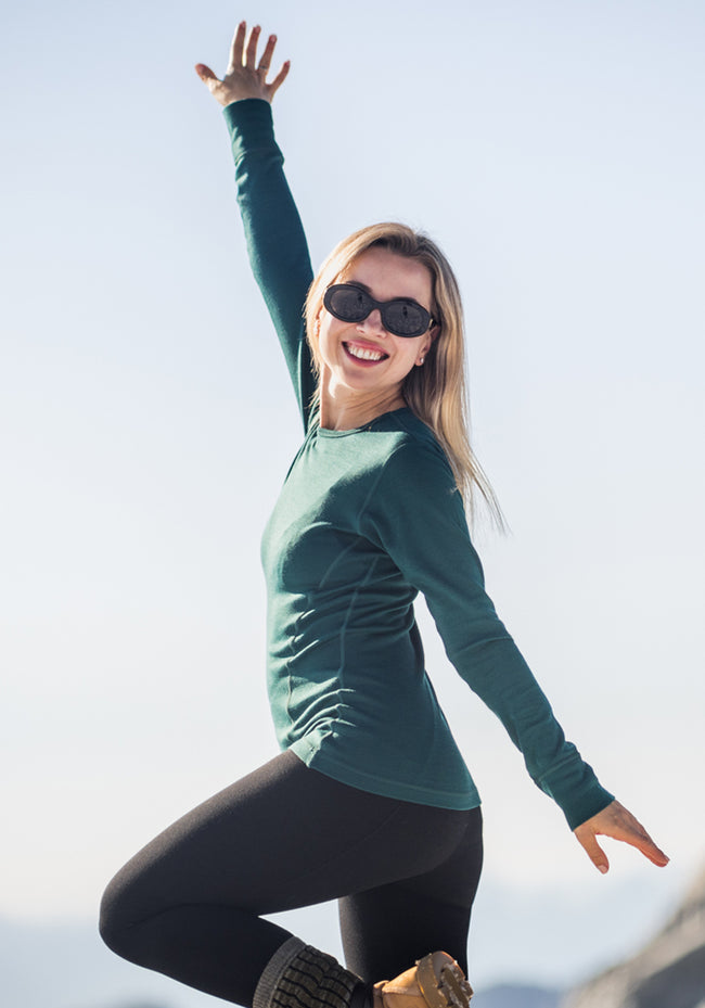 Hannah Long Sleeve Top - Riverbank Green