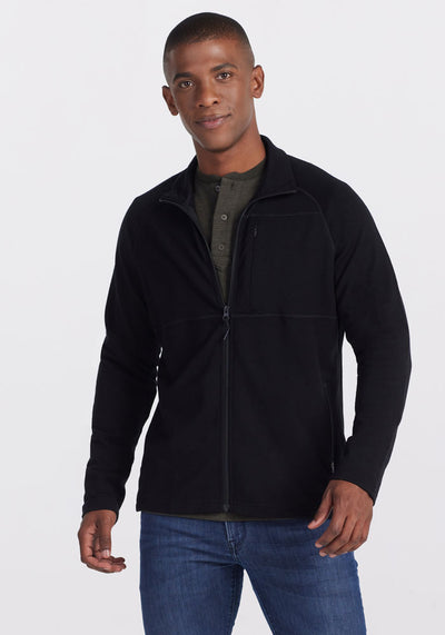 Model wearing Hudson Jacket - Black | Trell is 6'2", wearing a size M