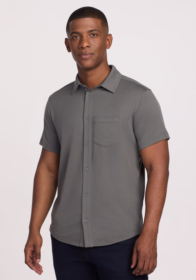 Endi Full Button Down Shirt - Iron Stone