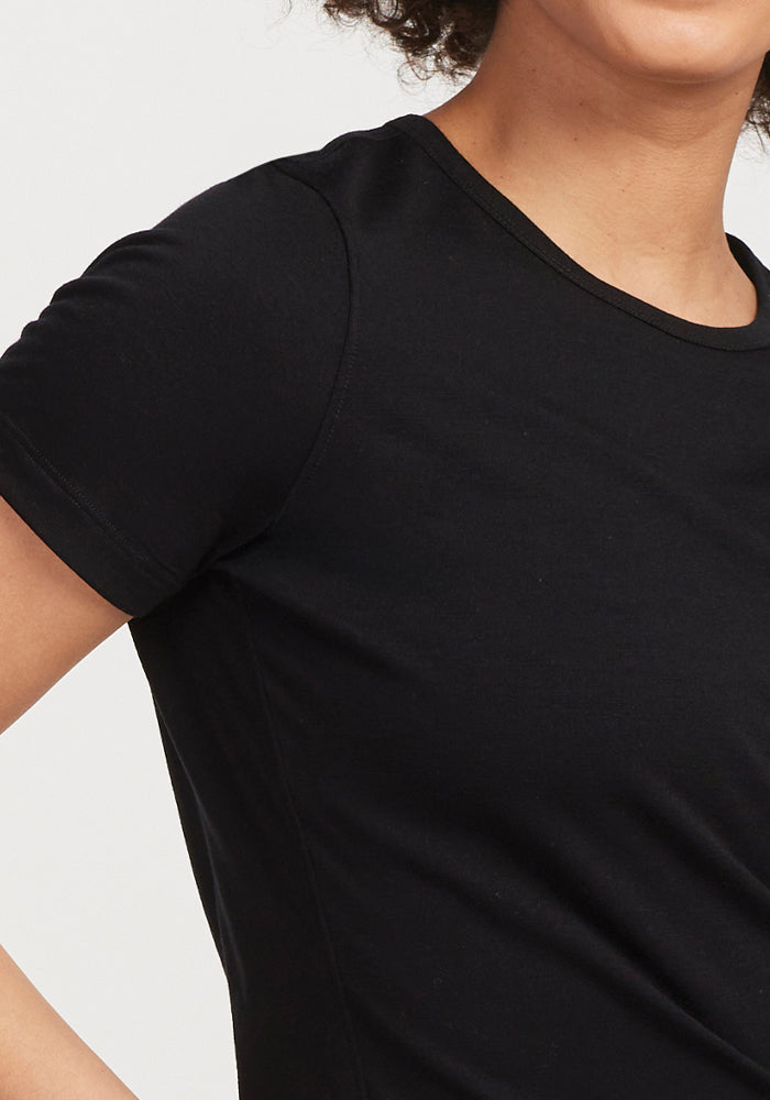 Womens Merino Wool Crew Neck Tee - Loose Fitting Breathable T