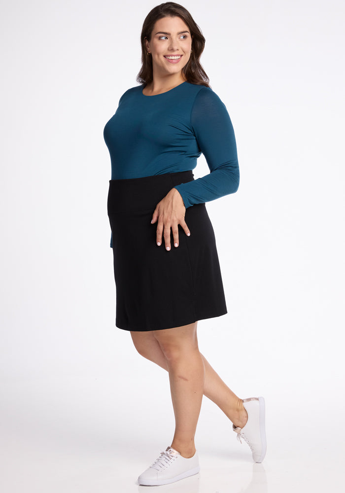 Women's Black Merino Wool Skirt - Knee-Length Wool Skirt | Woolx