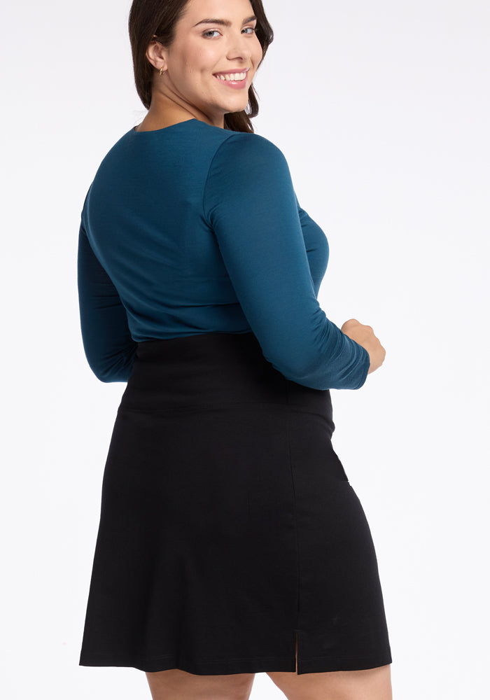 Women's Black Merino Wool Skirt - Knee-Length Wool Skirt | Woolx