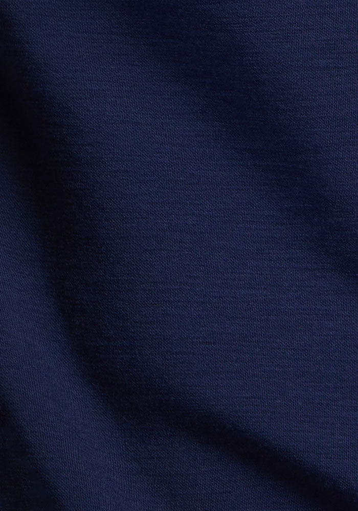 Close-up of Woolx Watson Pullover - Ocean Cavern fabric, featuring soft folds, moisture-wicking, and odor resistance.