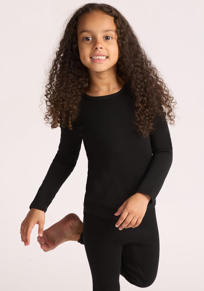Kids Explorer Base Layer Top - Black – Woolx