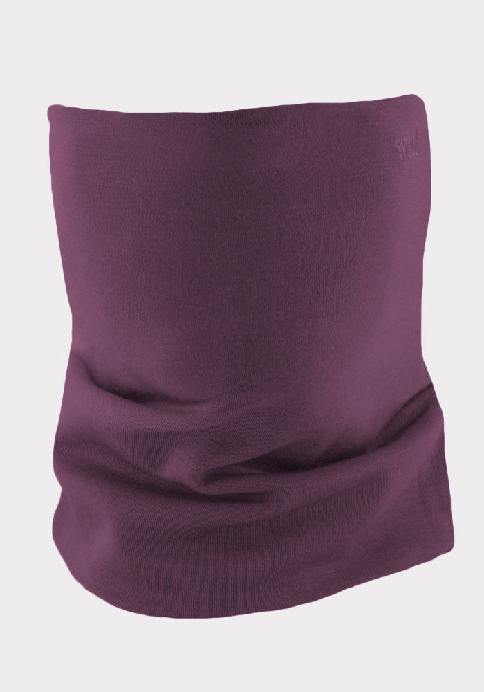 Woolx Neck Gaiter - Purple Iris: Merino wool, smooth design, shown on a plain white background.