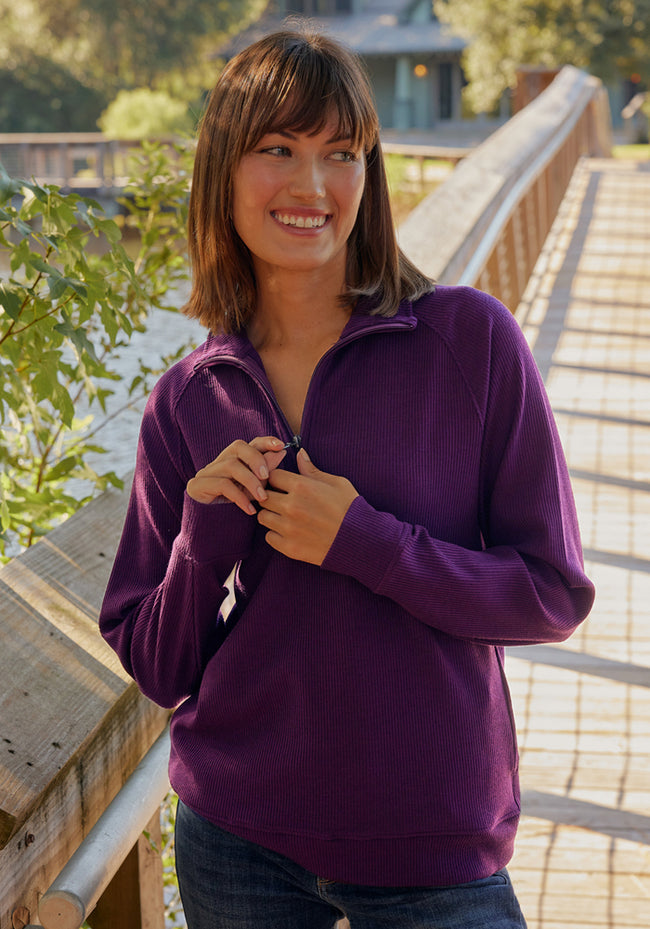 Quinn Ribbed 1/4 Zip - Majestic Purple