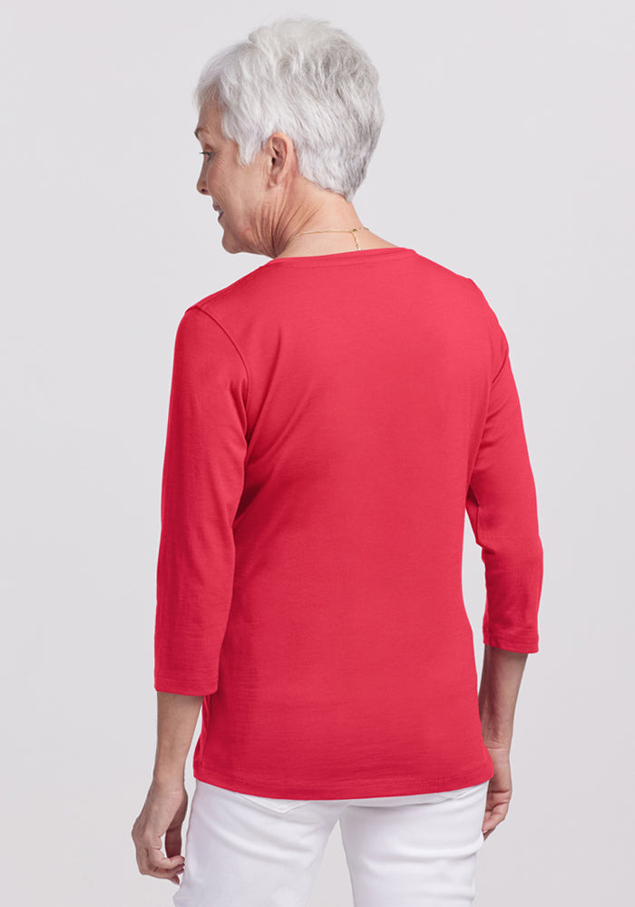Women's 3/4 Sleeve Merino Wool Top - Woolx Elena