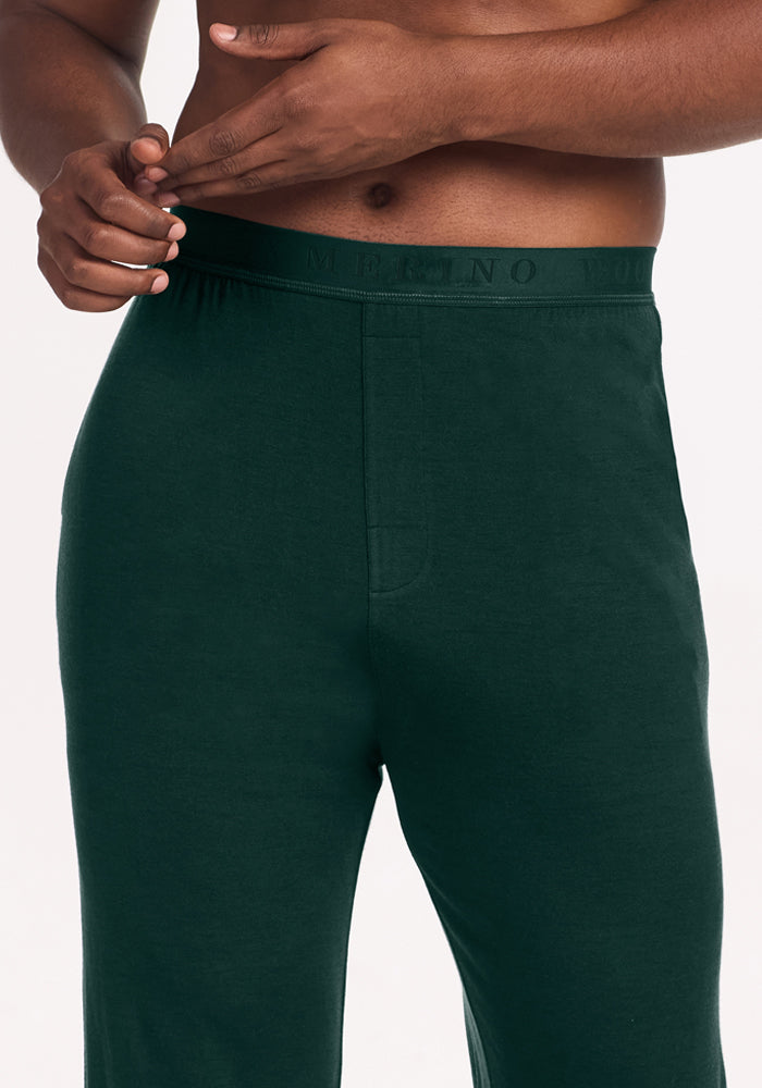 Arlo Lounge Pants - Deep Pine in dark green with a lightweight design and elastic waistband.