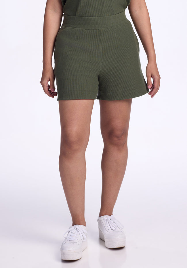 Maisey Ribbed Shorts - Green Meadow