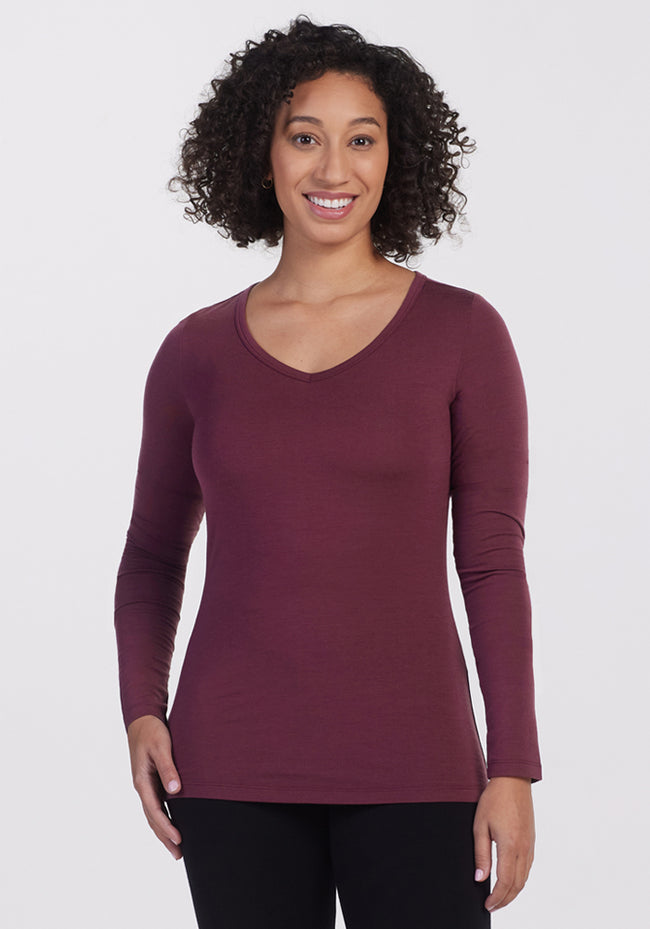 Layla V Neck Top - Grape Harvest