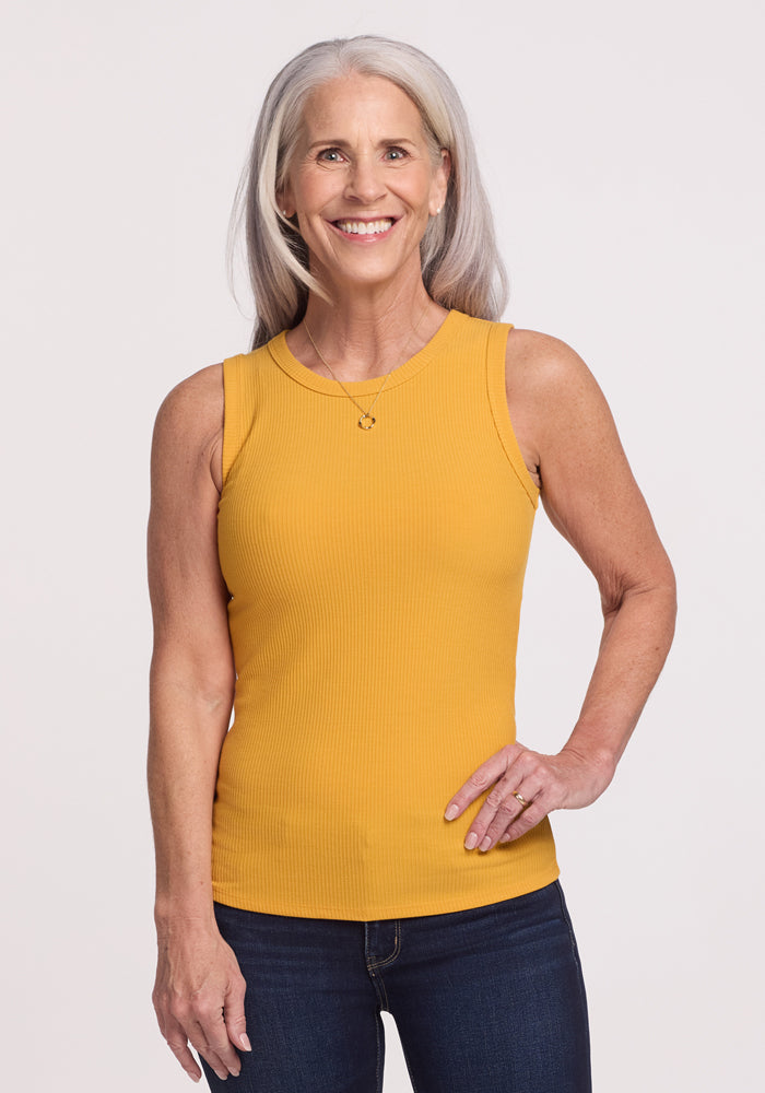 Merino Wool Ribbed Tank Top - Woolx Reagan High Neck Tank