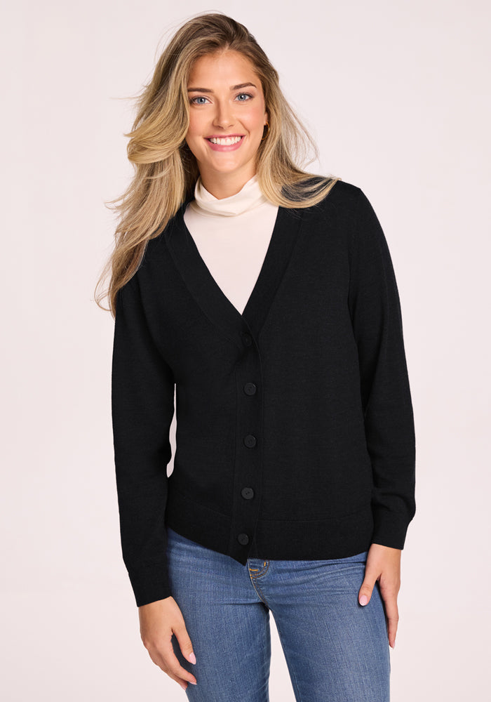 Gia Merino Wool Cardigan – Softest Button-Front Sweater for Travel