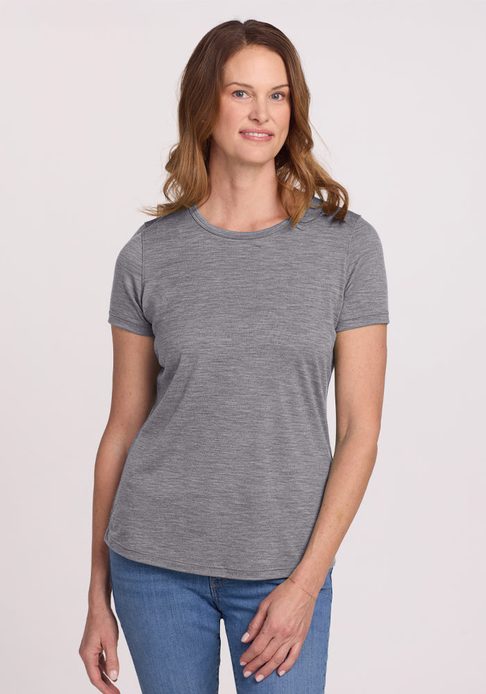 Womens Merino Wool Crew Neck Tee - Loose Fitting Breathable T
